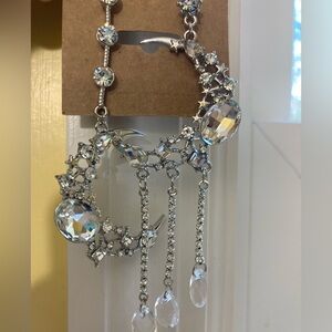 Crescent Moon Dangle Crystals‎ Chandelier Earrings